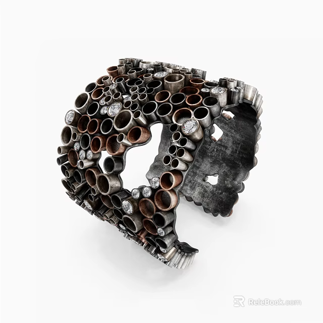 Unique Decorative Ornament Combination with Metal Rings Pipes and Industrial Style Structure for Home Decor 3d model 