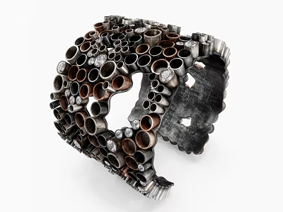 Unique Decorative Ornament Combination with Metal Rings Pipes and Industrial Style Structure for Home Decor 3d model