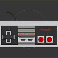 Retro Wired Computer Game Controller With Classic NES Design And Red White Buttons 3d model