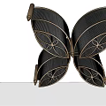 Butterfly Shaped Black And Gold Ceiling Light With Intricate Floral Pattern Design
