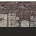 Concrete Building Components Including Perforated Panels And Decorative Grille Designs 3d model