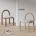 POLIFORM Chairs With Arched Backrest Armrests White Cushion And Wooden Frame Dark Brown Light Wood