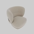Modern Beige Fabric Single Sofa With Curved Armrests And Wooden Accents