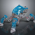 Blue Mechanical Spider With Multiple Robotic Legs White Emblem And Mechanical Structure Details 3d model