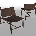 Modern Brown Accent Chairs With Leather Seats And Wooden Cross Legs Design