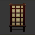 Traditional Red Wooden Lantern With Lattice Panels And Square Top