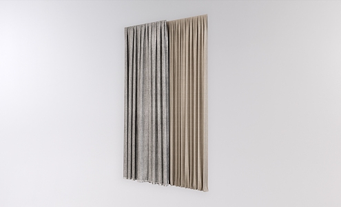 modern curtain gray simple curtain 3d model