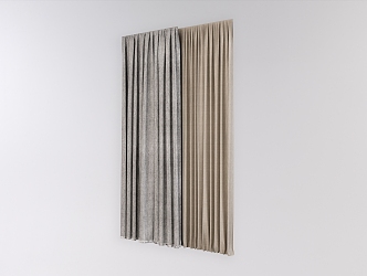 modern curtain gray simple curtain 3d model