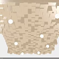 Modern Decorative Ceiling Design With Wooden Block Pattern And Embedded Round Lights