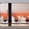 Office white color gradient glass partition 3d model