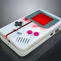White Handheld Game Console With Red Screen Pink Buttons And Cross Directional Pad