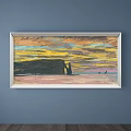 Scenic Landscape Painting Featuring Green Meadow Trees People And Distant Architecture