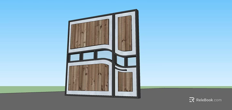 Modern Entryway Cabinet And Side Cabinet With Wooden Panels And White Frame 3d model 