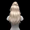 Game and Film Character 3D Model with Blonde Long Hair Hairstyle Design