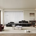 Modern Living Room Interior With Dark Sofa Red Accent Chair And Glass Coffee Table