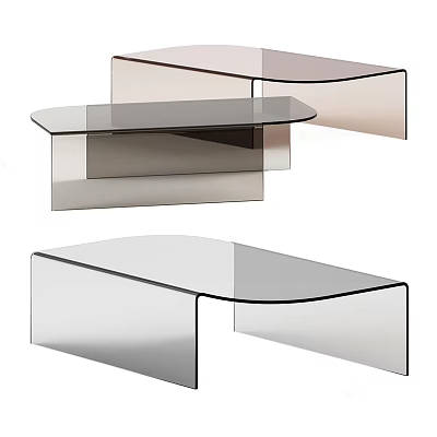 Modern Transparent Glass Coffee Table With Sleek Curved Design And Minimalist Style 3d model