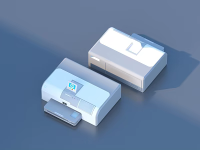 Sleek Modern Office Appliances With White Printer And Scanner Design Features 3d model