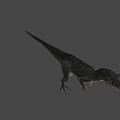 Realistic Striped Dinosaur 3D Model With Red Head And Sharp Teeth