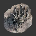 Artistic Wood And Stone Tree Stump Sculpture With Detailed Intricate Root Structure Design