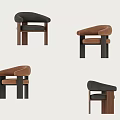 Modern Dining Chairs With Curved Backrest Brown Black Wood Legs Design