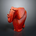 Handmade Red Wooden Elephant Sculpture With Intricate Design And Standing Posture