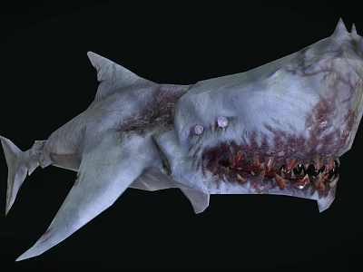 Mythical Fierce Shark With Sharp Teeth And Menacing Grayish White Appearance 3d model