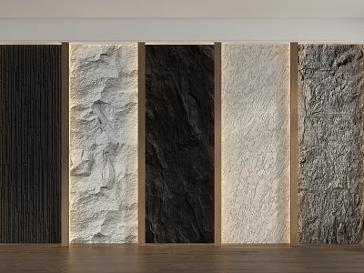 Various Textured Wall Panels Showcased In Interior Design Display Setup 3d model