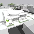 Modern Commercial Street Design With Modern Architecture Green Areas Pedestrian Walkways And Plaza Space