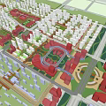 Aerial View Planning of Urban Community Layout With Buildings Green Spaces And Road Network
