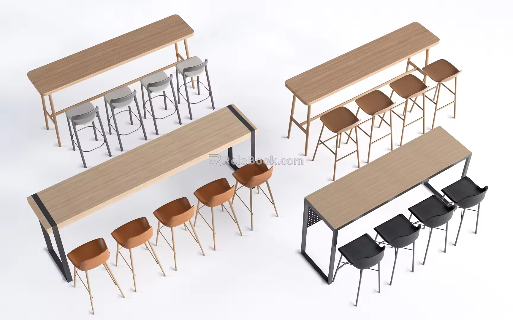 Modern Bar Table and Chair Dining Table and Chair Bar Stool 3d model