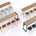 Modern Bar Table and Chair Dining Table and Chair Bar Stool 3d model