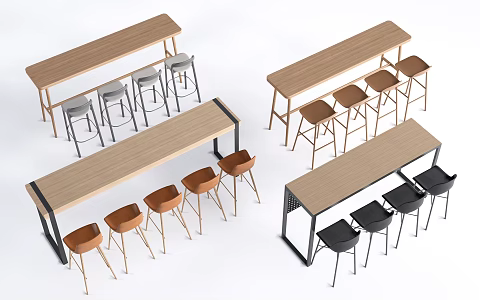 Modern Bar Table and Chair Dining Table and Chair Bar Stool 3d model