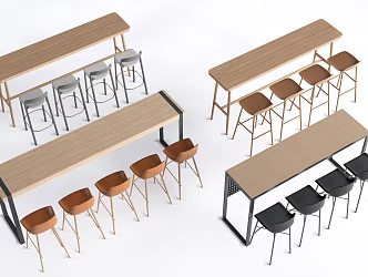 Modern Bar Table and Chair Dining Table and Chair Bar Stool 3d model