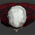 Elderly Man With White Hair Wearing Red Plaid Shirt Bust Against Dark Background