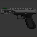 Modern Tactical Handgun With Picatinny Rail Green Laser Sight Black Grip And Metallic Finish