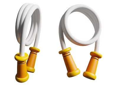 White Jump Ropes With Yellow Orange Handles For Fitness Sports Equipment 3d model