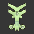 Green Experimental Equipment Featuring Multiple Blade Like Arms Transparent Central Section And Circular Bases