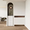 Modern Entryway Hallway With White Cabinets Arched Design Wall Lamp Drawers And Green Plant