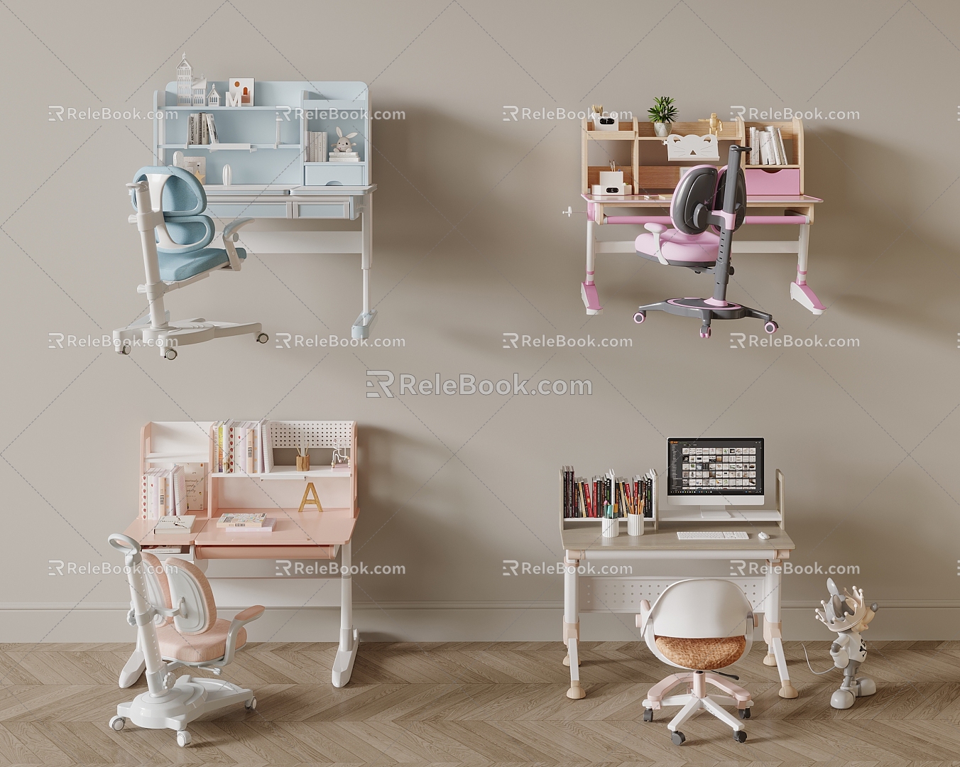 Children's study table 3d model