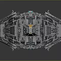 Futuristic Sci Fi Spaceship Featuring Metallic Texture Yellow Blue Accents And Complex Mechanical Details