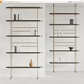 Modern Metal Frame Shelving Unit With Layered Shelves And Decorative Items