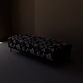 Floral Patterned Bed Bench With Black Metal Legs In Modern Interior 3d model