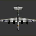 Vintage Silver Aerospace Aircraft With Four Propellers And Star Emblems On Wings