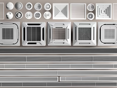 Different Types of Air Conditioner Fans With Various Vent Grille Designs 3d model