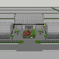 Modern Office Building Complex With Central Courtyard And Landscaped Garden Design
