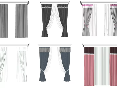 Stylish Curtain Designs In Various Colors And Patterns For Home Interior Decor 3d model