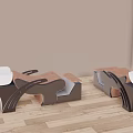Modern Beauty Salon Interior With Wooden Styling Chairs And Shampoo Bowls