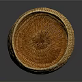 Round Woven Basket With Natural Material And Intricate Texture On Dark Background