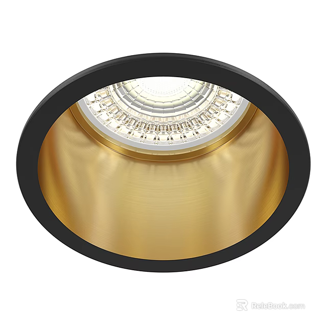 Modern Downlight Spotlight with Black Frame Golden Reflector and Sleek Design 3d model 
