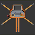 Futuristic Orange And White Weapon With Digital Screen And Mechanical Structure 3d model
